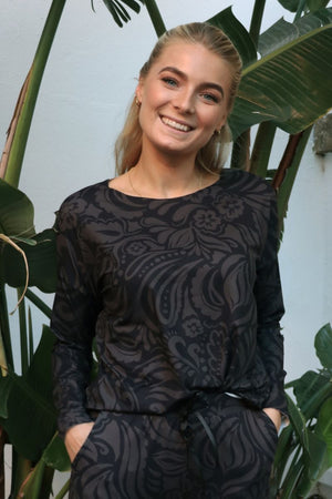 Alma Ls Top | Dunkelgrau Schwarz Tia | Bluse von Liberté