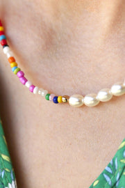 Bohemian Pearl Necklace | Multi | Halskæde fra Birdsong