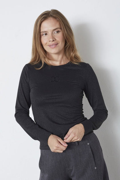Mannycc Lurex Emb L/S Tee 504373 | Black | Co'Couture