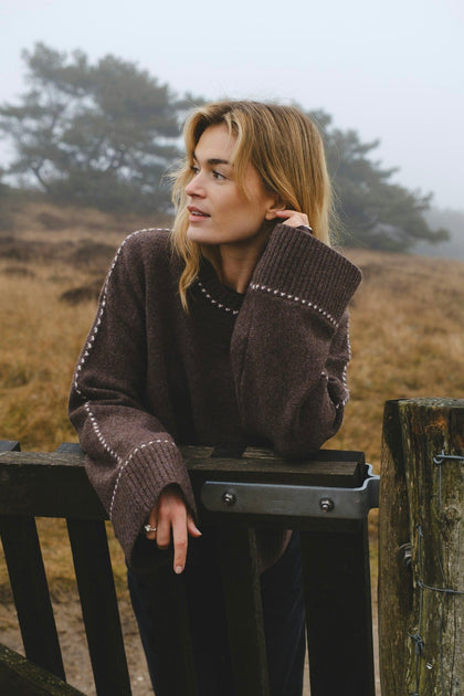 Roeme Knit Stitch Blouse | Brown Melange | Strik Fra Neo Noir
