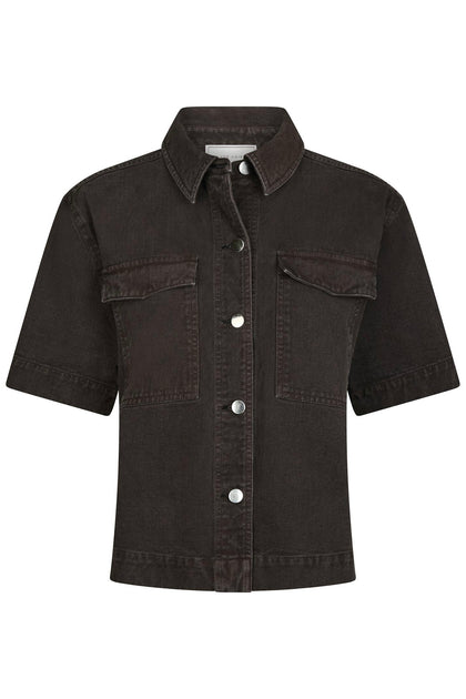 Tiki Solid Shirt | Dark Brown | Bluse Fra Neo Noir