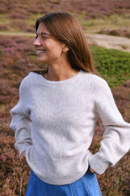 Turuna Structure Knit Blouse | Sand Melange | Strik Fra Neo Noir