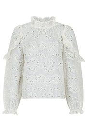 Nadira Embroidery Blouse | Ivory | Bluse fra Neo Noir