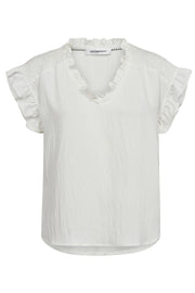 SuedaCC Frill Smock Top | White | Top fra Co' Couture