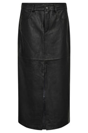 Phoebe Leather Slit Skirt | Black | Nederdel fra Co'couture