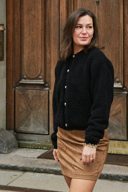 Limo Fluffy Knit Cardigan | Black | Cardigan Fra Neo Noir