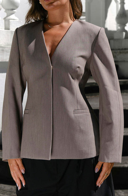 Frillis Fitted Blazer | Dark Sand | Blazer Fra Neo Noir