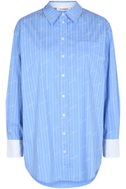 Logo Stripe Oversize Shirt | Pale Blue | Skjorte fra Co'couture