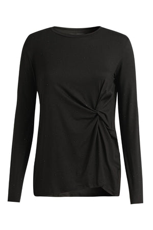 Alma Ls Twist Tshirt | Black Black Simili (sorte sten) | Bluse fra Liberté