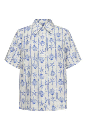 Mie Ss Shirt | Creme Blue Mussel | Skjorte fra Liberté