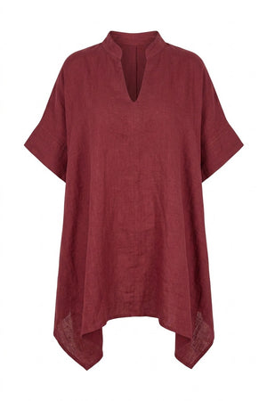 Fiorella Linen V-neck | Burgundy