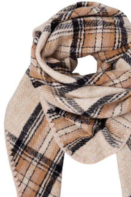 Bcleoni Chequered Scarf Creme