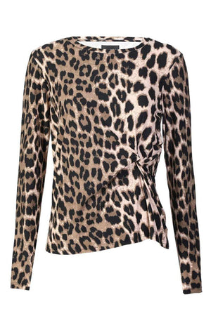Alma Ls Twist Tshirt | Big Lux Leo Fossil | Bluse fra Liberté
