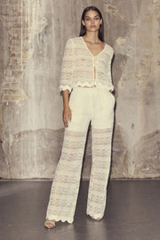 Lara Crochet Tie Blouse 35461 | Off white | Strik fra Co'couture