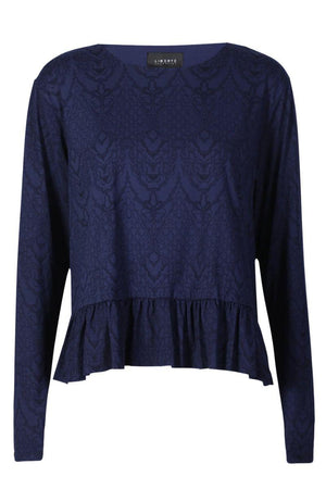 Alma Ls Frill T Shirt | Navy Lala | Bluse fra Liberté