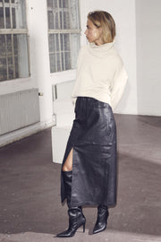 Phoebe Leather Slit Skirt | Black | Nederdel fra Co'couture