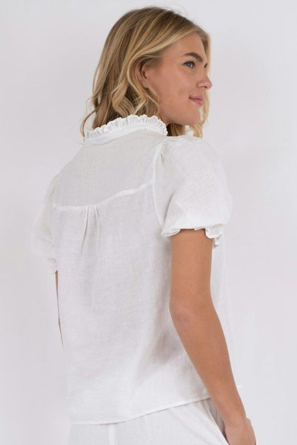 Neo Noir - Odesa Linen Stripe Blouse 169338 - 213 - Sand