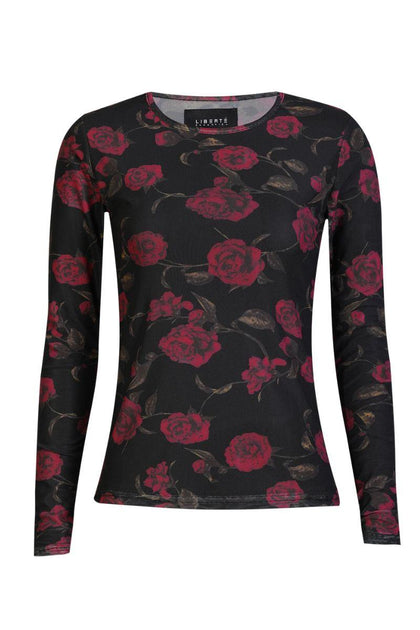 Liberte - Mesh Ls Tshirt 22065 - Ivory Black Big Flock Dot main image 1
