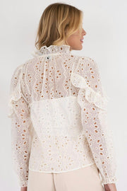 Nadira Embroidery Blouse | Ivory | Bluse fra Neo Noir
