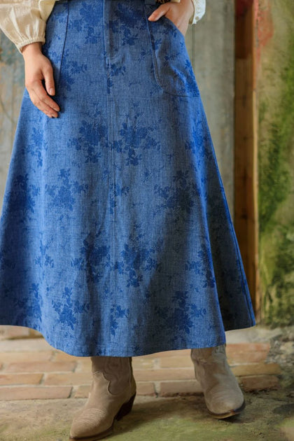Fiola A-Skirt | Denim Blue | Nederdel Fra Black Colour