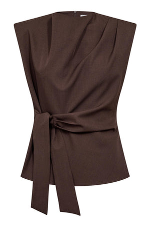 Luna Pleat Top | Dark Brown | Top fra Co'couture