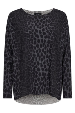 Alma Ls Top | Deep Dark Grey Leo | Bluse von Liberté