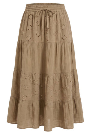Broderie Anglaise Skirt | Camel | Nederdel fra Atelier C