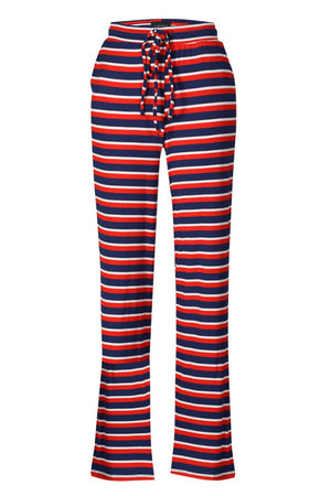Natalia Straight Pants | Marineblau Rot Weiß Streifen | Hose von Liberté