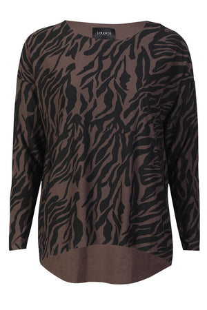 Alma Ls Top | Dunkelbraunes Zebra | Bluse von Liberté
