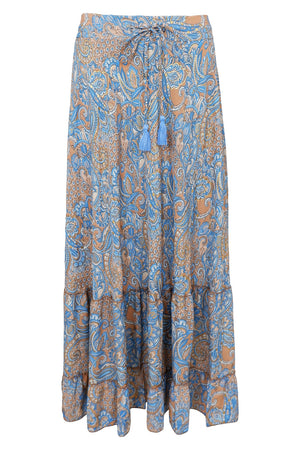 Luna Maxi Frill Skirt | Golden Aqua