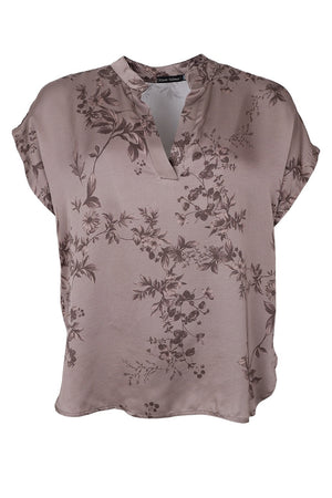 Nancy Ss Blouse 41240 | Taupe | Black Colour