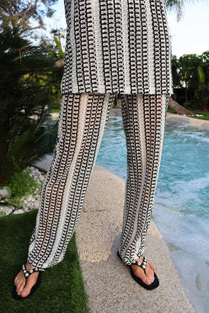 Croc Pants | Black Creme Stripe