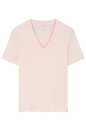 Ghana V-neck S/S t-shirt | Pastel Pink | T-Shirt fra Gustav