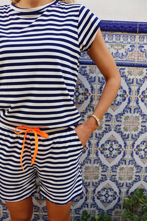Alma U Tshirt | Blue Creme Stripe | Tshirt fra Liberté