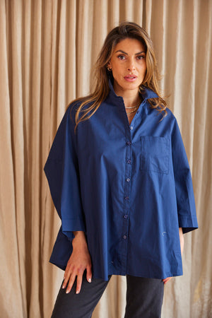 Polly Cotton Shirt | Navy | Skjorte fra Atelier C