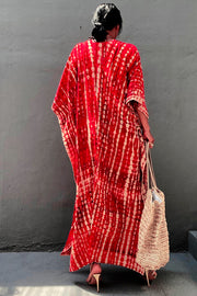 Serengeti Sun Dress | Red | Tiedye Kaftan kjole fra Statebird