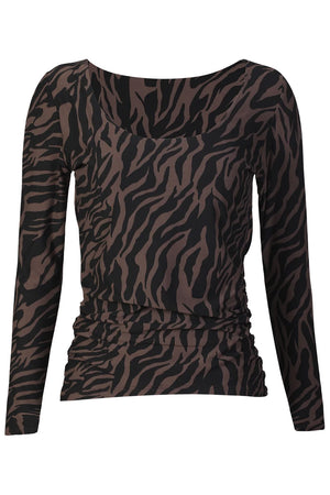 Alma Ls Turn Top | Dunkelbraunes Zebra | Wendebluse von Liberté