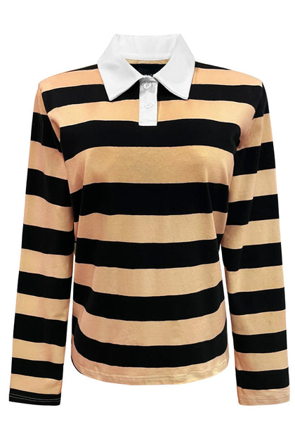Polo Ls Shirt | Caramel Black Stripe | Bluse Fra Liberté