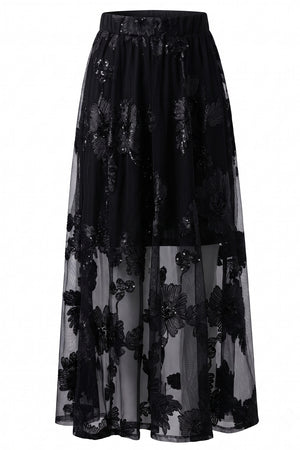 Floral Swan skirt | Black