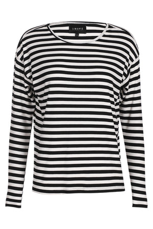 Natalia L's Boxy Bluse | Schwarzer Cremestreifen | Bluse von Liberté