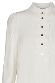 April Shirt | Off White | Bluse med flæse fra Freequent