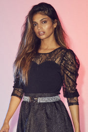 Leena Lace Mix Blouse | Black | Skjorte fra Co'couture
