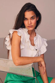 Sueda Frill Top | White | T-Shirt fra Co'couture