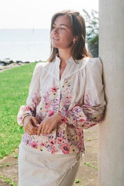 Calloma Flower Print Blouse | Ivory | Bluse fra Neo Noir