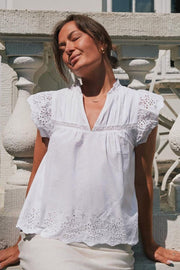 Kyoti Embroidery Top | White | Bluse fra Neo Noir