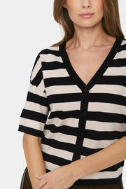 Fikamsz Striped Cardigan | Sort | Strik fra Saint Tropez