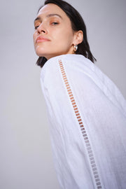 Zeina Linen Blouse  | White | Bluse fra Mos Mosh