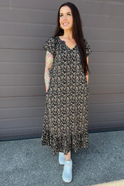 Sunrise Ming Flower Dress | Black | Kjole fra Co'couture