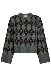 Kick Check Knit Blouse | Antracit | Strik fra Neo Noir
