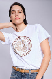 Zano O-SS Embroidery Tee  | White | T-shirt fra Mos Mosh